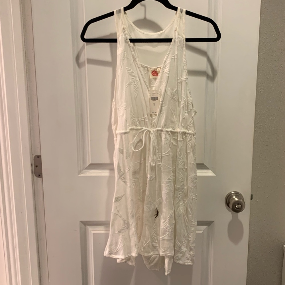 Bird embroidery beach cover up